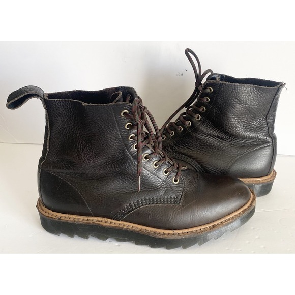 Dr Doc Martens Men 10 US 1F66 Dark Brown Leather Service Boots Made In UK READ